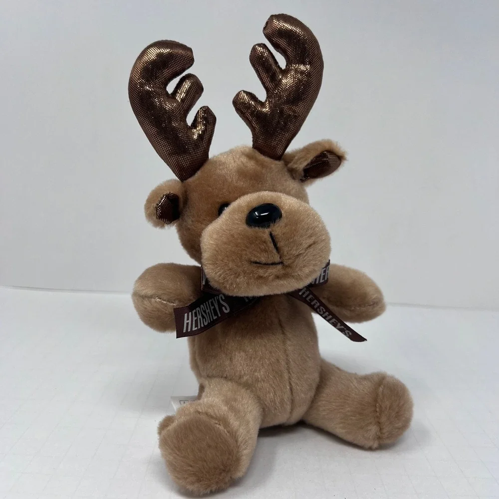 Galerie Hershey Reindeer 5 inch Brown Gold Metallic‎ Antlers Christmas Plush